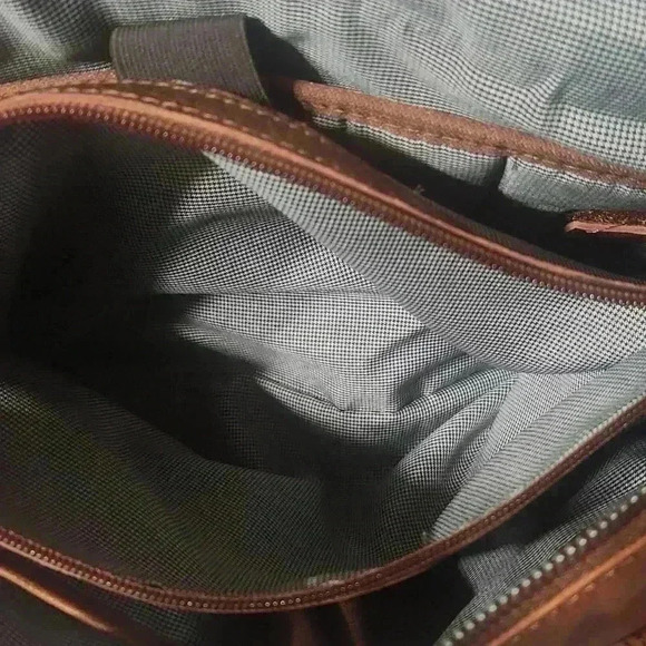 NWOT SPIKES & SPARROW Cognac brown leather textured medium shoulder bag purse - Picture 9 of 13